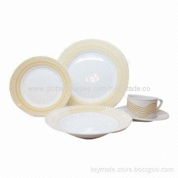 Fine Porcelain 20-PC Dinner Set in Rim-shape with Decal